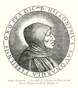 Jerome Savonarola, facsímil del grabado de Marc Antoine, según la prueba del Museo Británico, I (grabado)