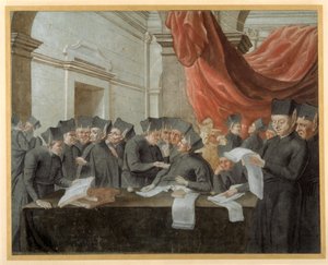 Jesuitas en cónclave, discutiendo sobre cuentas de Italian School