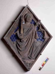 Justicia, azulejo en relieve del Campanile de Italian School