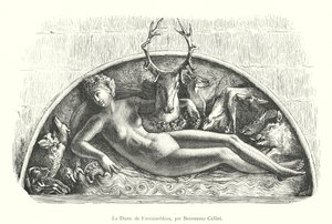 La Diana de Fontainebleau, por Benvenuto Cellini (grabado)