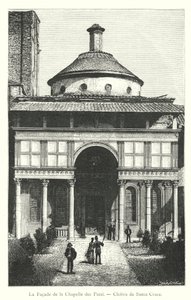La fachada de la Capilla de los Pazzi, Claustro de Santa Croce de Italian School