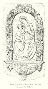 La Virgen y el Niño, Bajo Relieve en Terracota con las Armas de los Medicis de Italian School