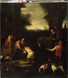 ""El Regreso del Hijo Pródigo"" (Return of the Prodigal Son) Pintura de la escuela italiana. Museo Estatal de Arte del siglo XVII de la República Bielorrusa, Minsk, Bielorrusia de Italian School