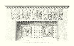 Las armas de Florencia en el arquitrabe de la puerta de la Zecca de Italian School