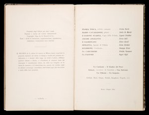 Libreto de Tosca de Giacomo Puccini, Edición Ricordi, Italia de Italian School