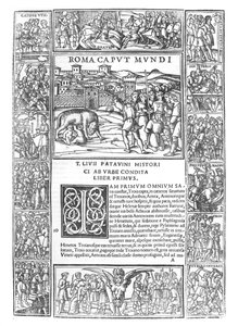 Historia de Roma de Livio, fol. 1 Roma Caput Mundi, edición publicada en Venecia, 1520 de Italian School