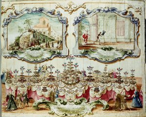 Almuerzo en honor de la nobleza de Bolonia para la fiesta de San Bartolomé. 1723. Archivio di Stato di Bologna. de Italian School