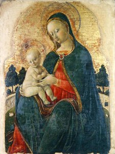 Virgen con el Niño en un jardín, pintor veneciano (panel) de Italian School