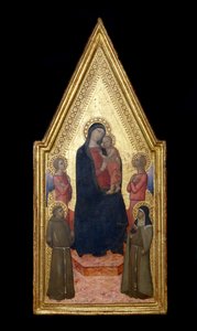 Madonna y Niño con San Francisco, Santa Clara y dos ángeles, 1340-50