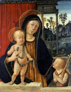 Madonna y el Niño con un joven Juan Bautista de Italian School