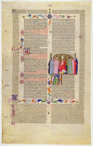Marlay Cutting IT.10: Hoja con miniatura de Gratians Decretum mostrando al arzobispo entronizado entre clérigos y seglares de Italian School