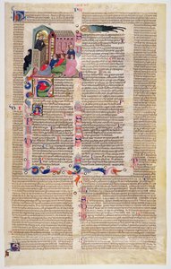 Marlay Cutting IT.11: Hoja con miniatura de Gratians Decretum mostrando a un monje predicando a una congregación de hombres y mujeres