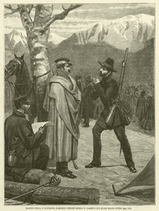 Mazzini reza y suplica a Ramorino para que retome el camino en el que estaban de acuerdo (grabado) de Italian School