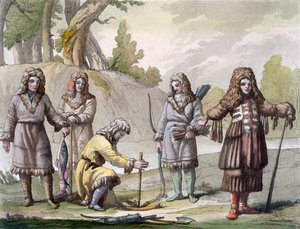 Hombres de Kamchatka, extremo oriental de Rusia, c.1820s-30s de Italian School