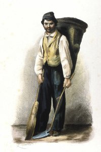 Oficio milanés: un barrendero. Grabado de Locarno de 1830. de Italian School