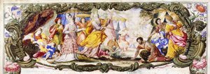Moisés, Aarón y los hijos de Israel en el desierto recogiendo maná, c.1600-1630 de Italian School
