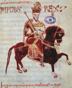 Ms 4 Retrato ecuestre de Pepino (c.773-810) Rey de Italia