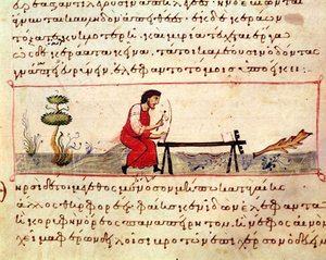 Ms. Grec 479 Trabajo tradicional en marfil, una ilustración del Cynegetica por Oppian (temple sobre vitela) de Italian School