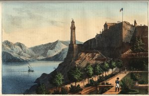 Napoleón en Elba - Napoleón en Elba - Portoferraio - Isla de Elba - Napoleón en el Jardín del Gobernador 1814-1815 - grabado de "Usi e Costumi di Tutti i Popoli dell