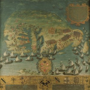 Victoria naval de Don García de Toledo en Malta (Biccherna), 1565 de Italian School