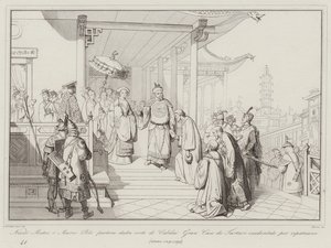 Nicolo Matteo y Marco Polo parten de la corte de Kublai Gran Kan de los tártaros occidentales para regresar a su patria