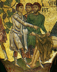 Los hijos de Noé cubriendo a su padre borracho ... (mosaico) de Italian School