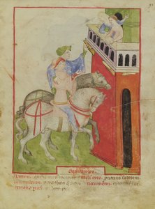 Montar a caballo, del Tacuinum Sanitatis, c.1390-1400 de Italian School