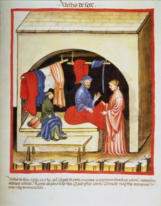 La tienda de los sastres: Ropa de seda, de Tacuinum Sanitatis de Italian School