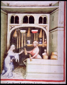 La tienda de velas, de Tacuinum Sanitatis de Italian School