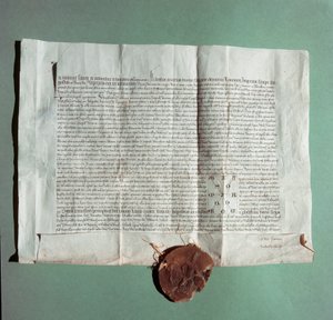 Documento oficial del Emperador Carlos IV (1316-1378) certificando oficialmente la Universidad de Siena (Università di Siena) como el Studium General de Italian School
