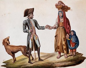 Antiguos oficios napolitanos: un noble da una moneda a un palmisciano de Italian School