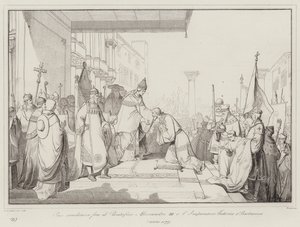 Paz concluida entre el Papa Alejandro III y el Emperador Federico I Barbarroja de Italian School