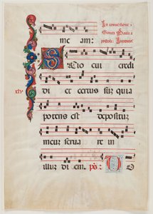 Página de un misal o libro de coro, norte de Italia, primera mitad del siglo XV (tinta sobre vitela) (véase también 499213) de Italian School