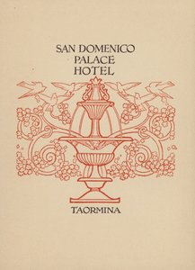 Página del folleto del Hotel San Domenico Palace, Taormina (litografía) de Italian School