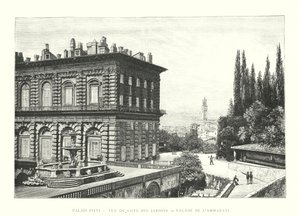 Palacio Pitti, Vista del Lado de los Jardines, Fachada de Ammanati de Italian School