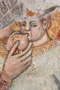 Virgen particular amamantando al Niño; fresco