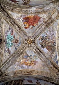 Patriarcas Adán, Abraham, Jacob y Noé. Siglo XIV, fresco de Italian School