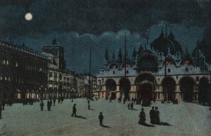 Plaza de San Marcos (litografía en color) de Italian School