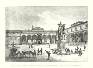 Plaza e Iglesia de la Santissima Annunziata, con el pórtico del Hospicio de los Niños Expósitos
