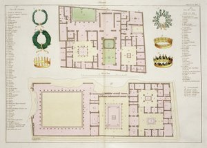 Planos de la Casa del Cuestor y la Casa del Fauno, Pompeya, lámina 25A, clase 5 de la Parte I de La Historia de las Naciones de Italian School