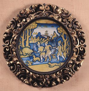 Plato decorado con una escena de caza, Taller de Deruta, c.1540-45