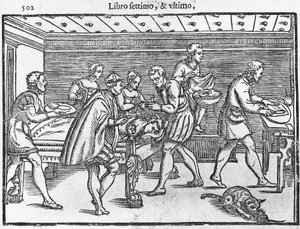 Placa que representa la trepanación del cráneo de Italian School