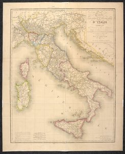 Mapa político que indica las divisiones de los estados de Italia de Italian School