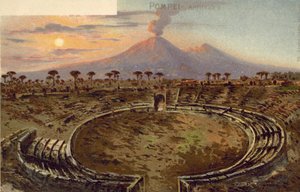 Pompeya, Italia, Anfiteatro (litografía en color) de Italian School