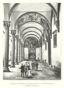Pórtico del Hospital de los Niños Abandonados, por Brunelleschi, frescos de Poccetti de Italian School