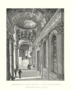 Pórtico de la Capilla de los Pazzi, Claustro de Santa Croce, Filippo Brunelleschi, arquitecto de Italian School