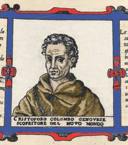 Retrato de Cristóbal Colón (1451-1506), (detalle) del Atlas de Urbano Monte de Italian School