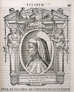 Retrato de Filippo Brunelleschi (1377-1446) de Las vidas de los artistas de Vasari, publicado por primera vez en 1550 de Italian School