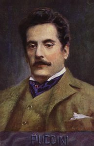 Retrato de Giacomo Puccini (litografía en color) de Italian School