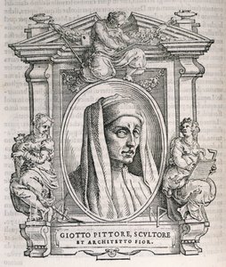 Retrato de Giotto di Bondone (c.1267-1337) de Las vidas de los artistas de Vasari, publicado por primera vez en 1550 de Italian School